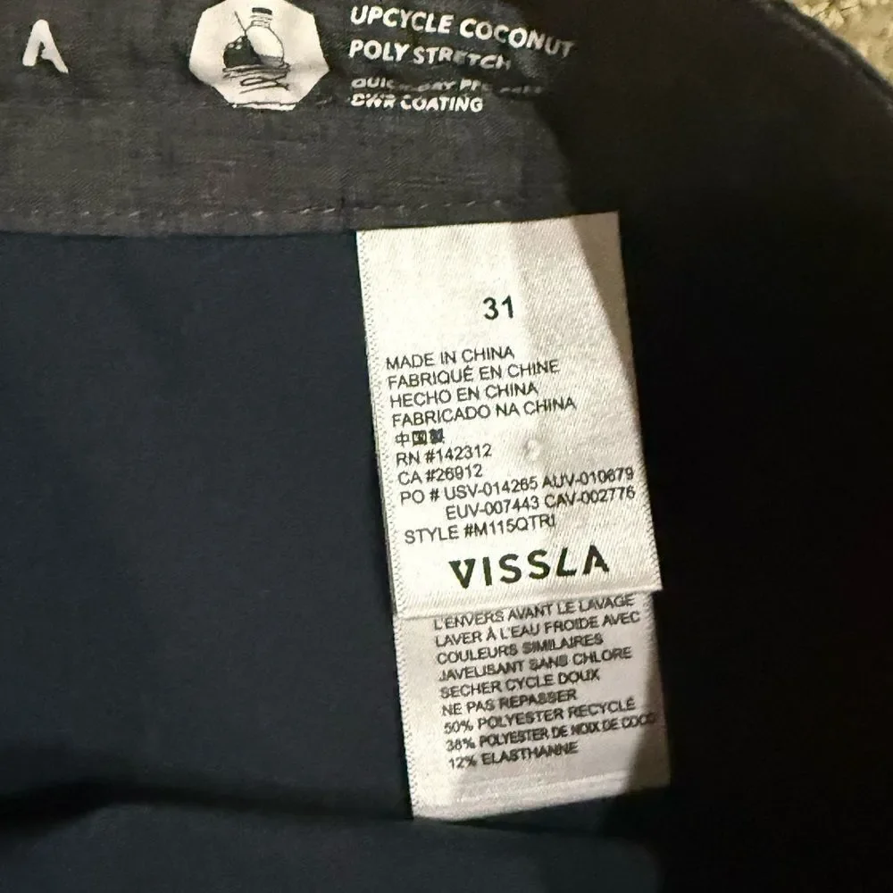 VISSLA Men’s 31 Dark Blue Board Shorts with Red and Blue Rainbow Stripes